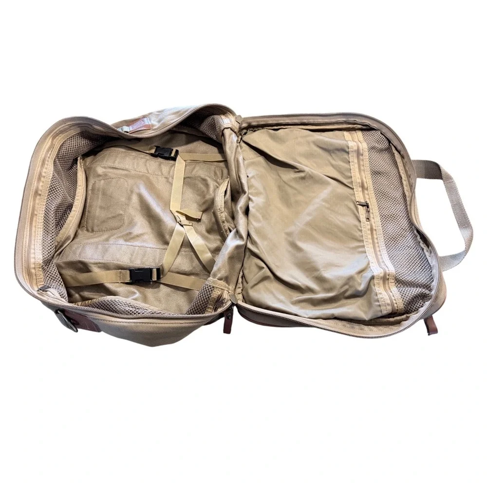 Eddie Bauer Vintage Canvas Leather Trim‎ Duffle Bag Tan Weekend Travel Carry On